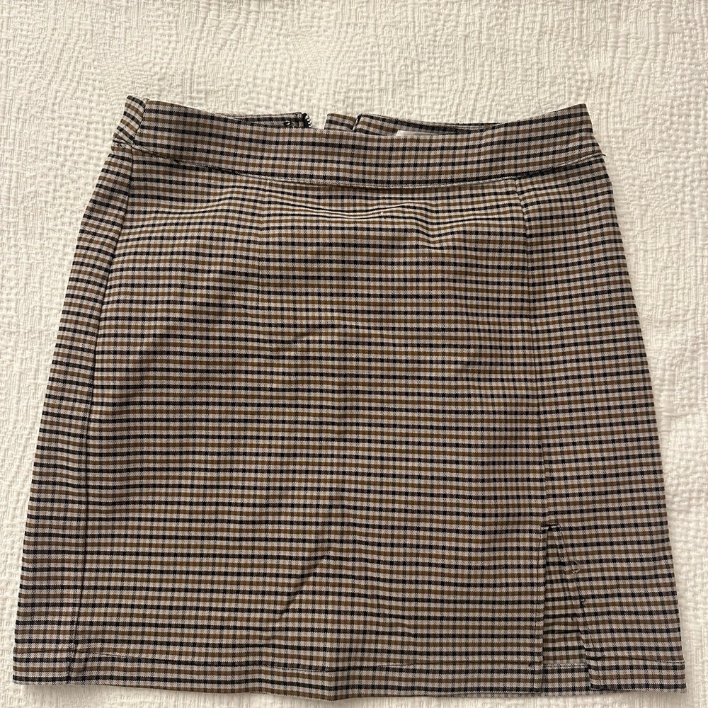 Garage Checkered Pencil Skirt in Tan and Black